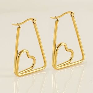 18K Gold Heart Earrings*Oversized Earrings*Lightweight Hoop Earrings*Waterproof